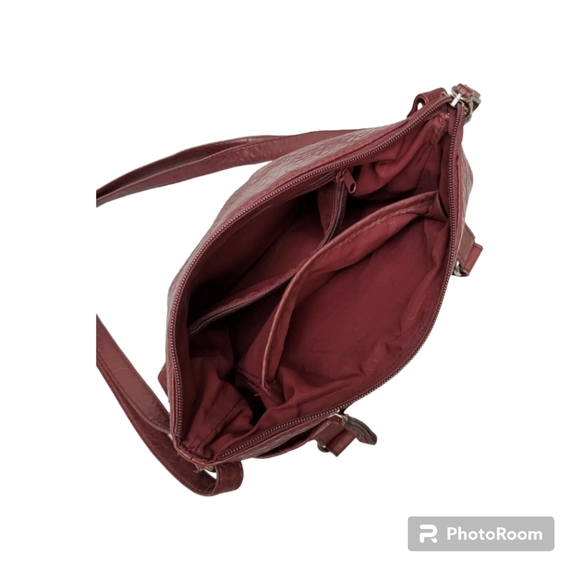 Rosetti Maroon Small Faux Leather Crossbody Handbag Purse - Picture 8 of 9